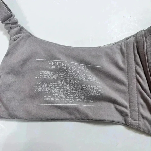 Victoria Secret Bra Body by Victoria No Wire Purple Grey Detachable Straps 34D - Picture 6 of 7